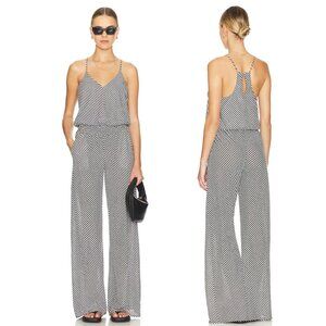 NEW Amanda Uprichard Auggie Jumpsuit in Black & White Stripe Pantsuit Revolve XS